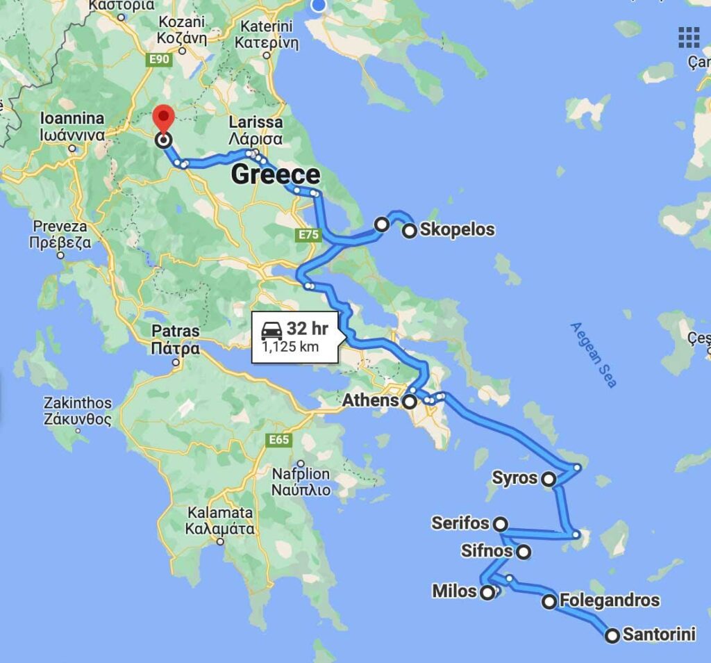 Greece - Map of Itinerary May-June 2023